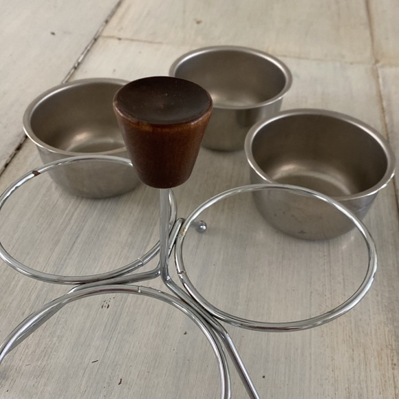 MCM 3 Cup Stainless Steel Condiment Server with Wood Knob - Picture 5 of 8